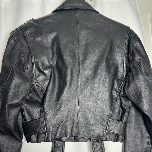 Wilson Black Leather Motorcycle Jacket with Asymmetrical Zipper - Picture 7 of 10